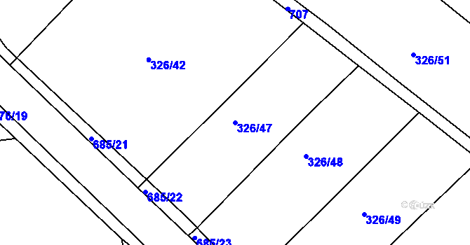 Parcela st. 326/47 v KÚ Nechanice, Katastrální mapa
