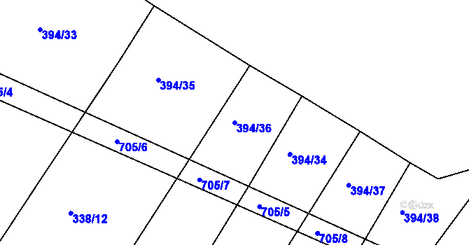 Parcela st. 394/36 v KÚ Nechanice, Katastrální mapa