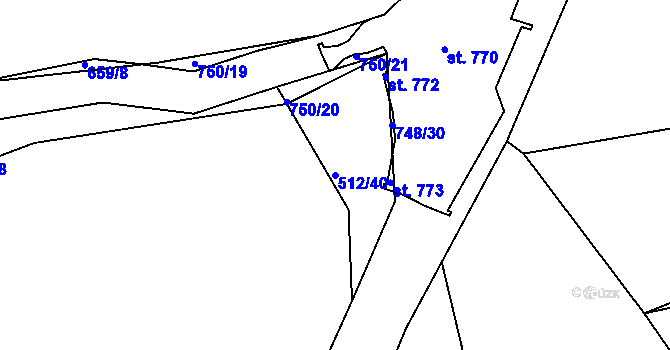 Parcela st. 512/40 v KÚ Nechanice, Katastrální mapa