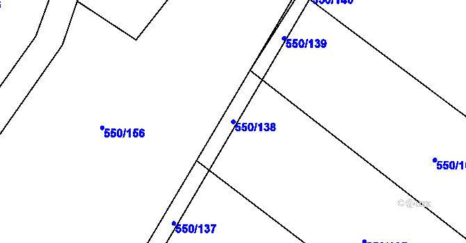 Parcela st. 550/138 v KÚ Nechanice, Katastrální mapa