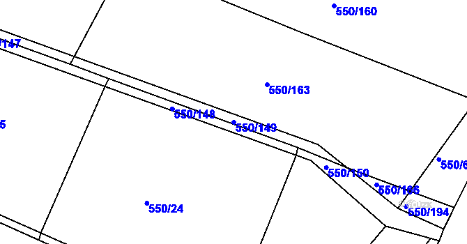 Parcela st. 550/149 v KÚ Nechanice, Katastrální mapa