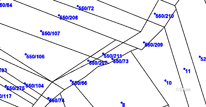Parcela st. 550/211 v KÚ Nechanice, Katastrální mapa