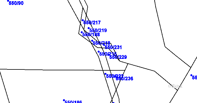 Parcela st. 550/215 v KÚ Nechanice, Katastrální mapa
