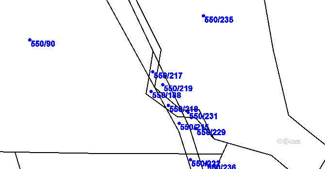 Parcela st. 550/219 v KÚ Nechanice, Katastrální mapa