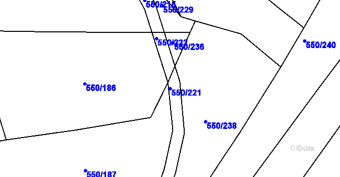 Parcela st. 550/221 v KÚ Nechanice, Katastrální mapa