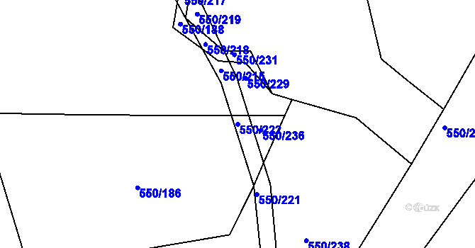 Parcela st. 550/222 v KÚ Nechanice, Katastrální mapa