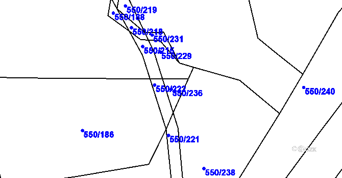 Parcela st. 550/236 v KÚ Nechanice, Katastrální mapa