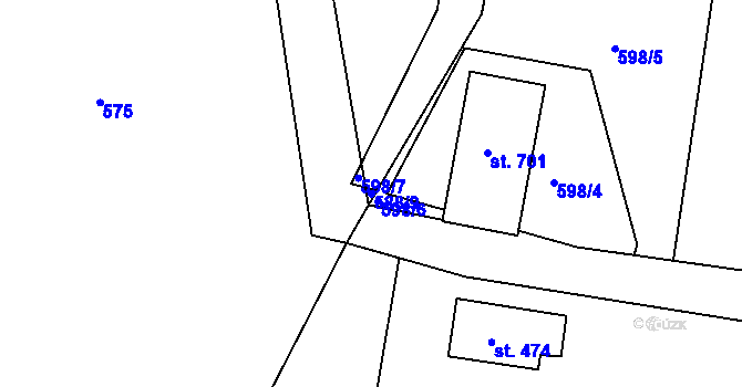 Parcela st. 588/9 v KÚ Nechanice, Katastrální mapa