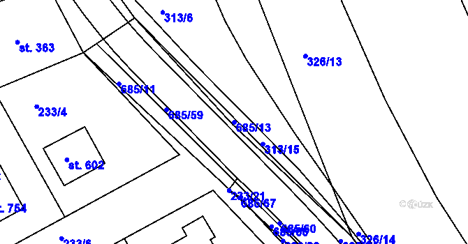 Parcela st. 685/13 v KÚ Nechanice, Katastrální mapa