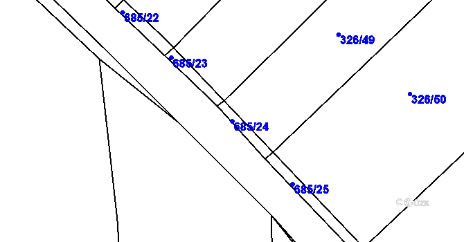 Parcela st. 685/24 v KÚ Nechanice, Katastrální mapa
