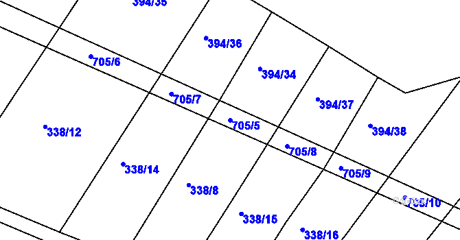 Parcela st. 705/5 v KÚ Nechanice, Katastrální mapa