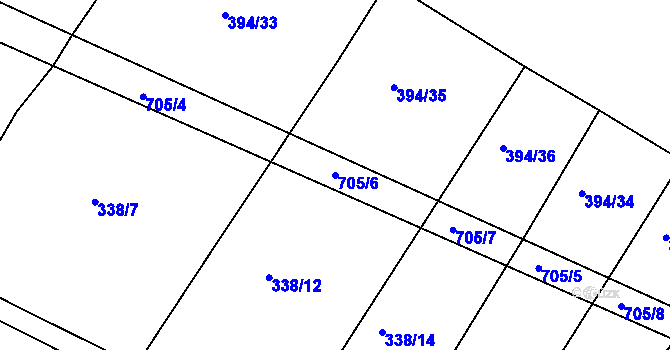 Parcela st. 705/6 v KÚ Nechanice, Katastrální mapa