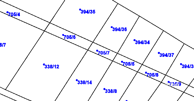 Parcela st. 705/7 v KÚ Nechanice, Katastrální mapa