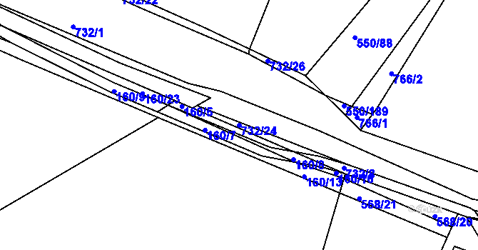 Parcela st. 732/24 v KÚ Nechanice, Katastrální mapa