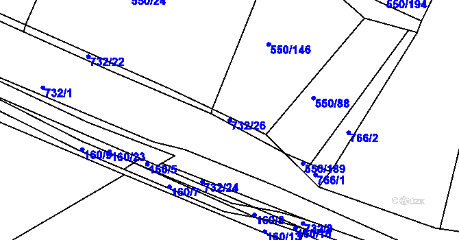 Parcela st. 732/26 v KÚ Nechanice, Katastrální mapa