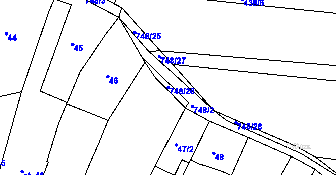 Parcela st. 748/26 v KÚ Nechanice, Katastrální mapa