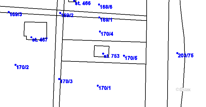 Parcela st. 753 v KÚ Nechanice, Katastrální mapa