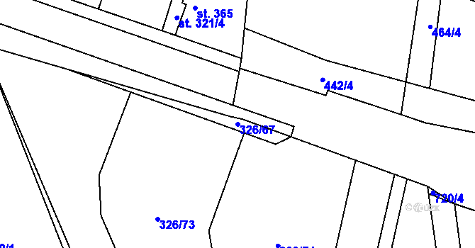 Parcela st. 326/67 v KÚ Nechanice, Katastrální mapa