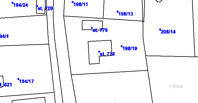 Parcela st. 778 v KÚ Nechanice, Katastrální mapa