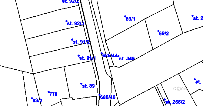 Parcela st. 685/44 v KÚ Nechanice, Katastrální mapa