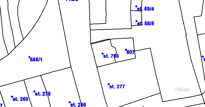 Parcela st. 786 v KÚ Nechanice, Katastrální mapa