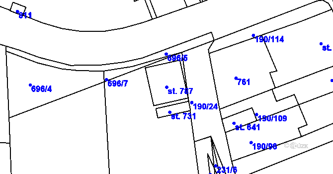 Parcela st. 787 v KÚ Nechanice, Katastrální mapa