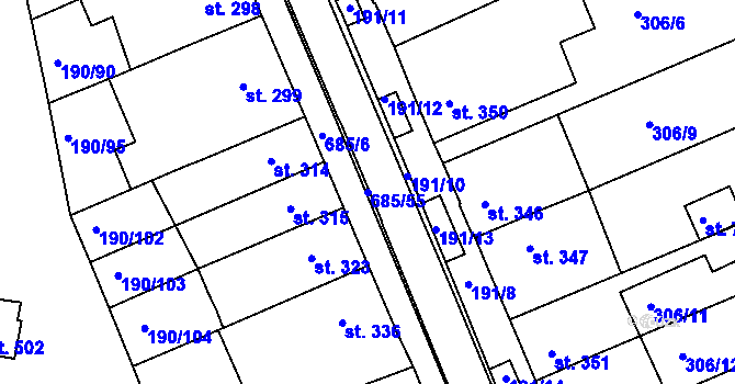 Parcela st. 685/55 v KÚ Nechanice, Katastrální mapa