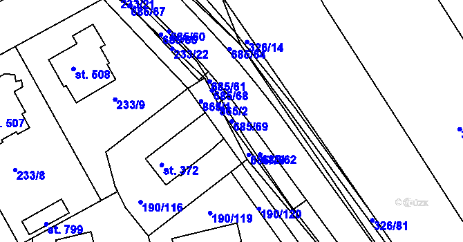 Parcela st. 685/69 v KÚ Nechanice, Katastrální mapa