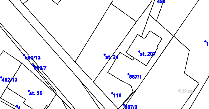 Parcela st. 24 v KÚ Staré Nechanice, Katastrální mapa