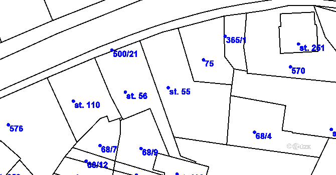 Parcela st. 55 v KÚ Staré Nechanice, Katastrální mapa