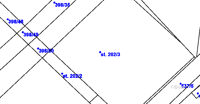 Parcela st. 202/3 v KÚ Staré Nechanice, Katastrální mapa