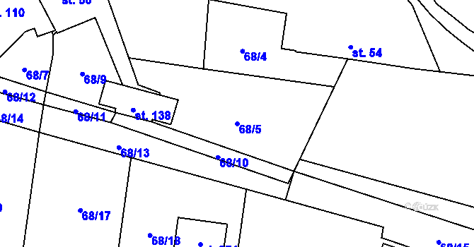 Parcela st. 68/5 v KÚ Staré Nechanice, Katastrální mapa