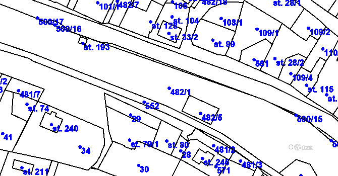 Parcela st. 482/1 v KÚ Staré Nechanice, Katastrální mapa