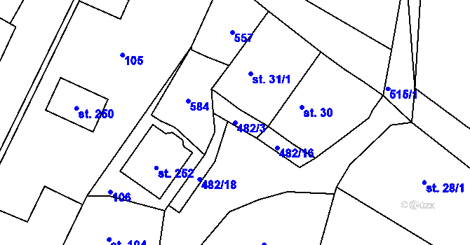 Parcela st. 482/3 v KÚ Staré Nechanice, Katastrální mapa