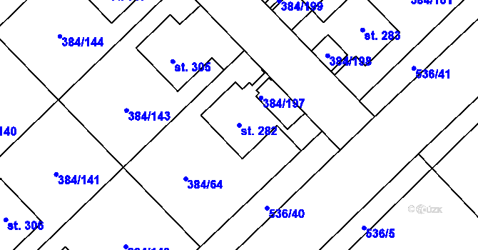 Parcela st. 282 v KÚ Staré Nechanice, Katastrální mapa