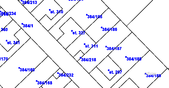 Parcela st. 311 v KÚ Staré Nechanice, Katastrální mapa