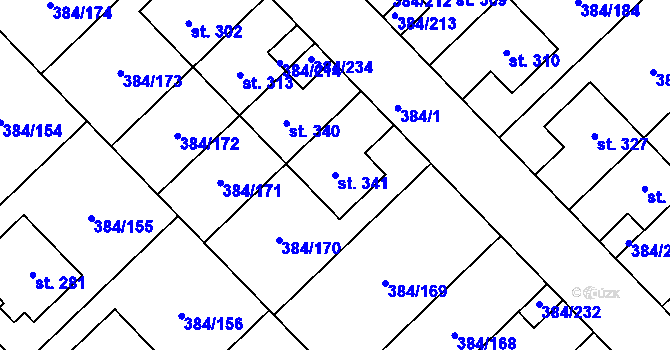 Parcela st. 341 v KÚ Staré Nechanice, Katastrální mapa