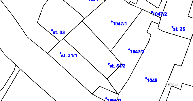 Parcela st. 31/2 v KÚ Březí u Trhových Svinů, Katastrální mapa