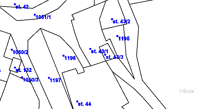 Parcela st. 43/3 v KÚ Březí u Trhových Svinů, Katastrální mapa