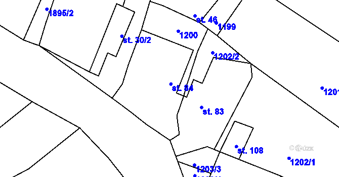 Parcela st. 84 v KÚ Březí u Trhových Svinů, Katastrální mapa