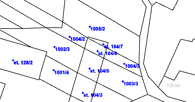 Parcela st. 104/6 v KÚ Březí u Trhových Svinů, Katastrální mapa