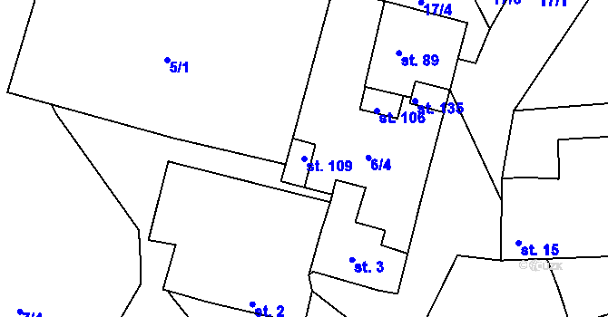Parcela st. 109 v KÚ Březí u Trhových Svinů, Katastrální mapa