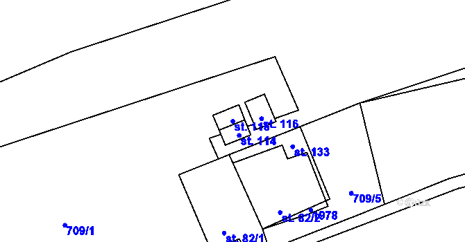 Parcela st. 115 v KÚ Březí u Trhových Svinů, Katastrální mapa