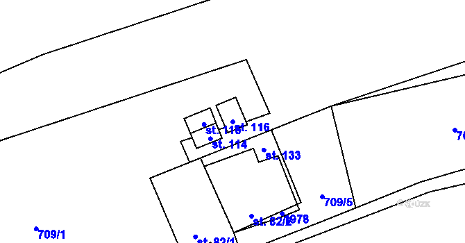 Parcela st. 116 v KÚ Březí u Trhových Svinů, Katastrální mapa