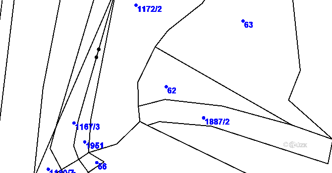 Parcela st. 62 v KÚ Březí u Trhových Svinů, Katastrální mapa
