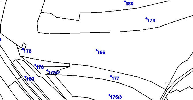 Parcela st. 166 v KÚ Březí u Trhových Svinů, Katastrální mapa