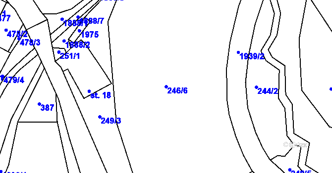 Parcela st. 246/6 v KÚ Březí u Trhových Svinů, Katastrální mapa