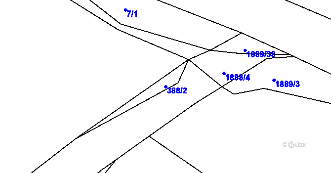 Parcela st. 388/2 v KÚ Březí u Trhových Svinů, Katastrální mapa