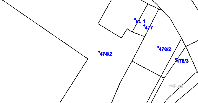 Parcela st. 474/2 v KÚ Březí u Trhových Svinů, Katastrální mapa