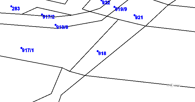 Parcela st. 918 v KÚ Březí u Trhových Svinů, Katastrální mapa